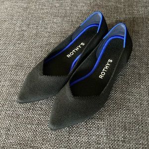 EUC Genuine Rothy’s The Point Women’s Size 6, Black Solid, Slip-on Pointed Flats